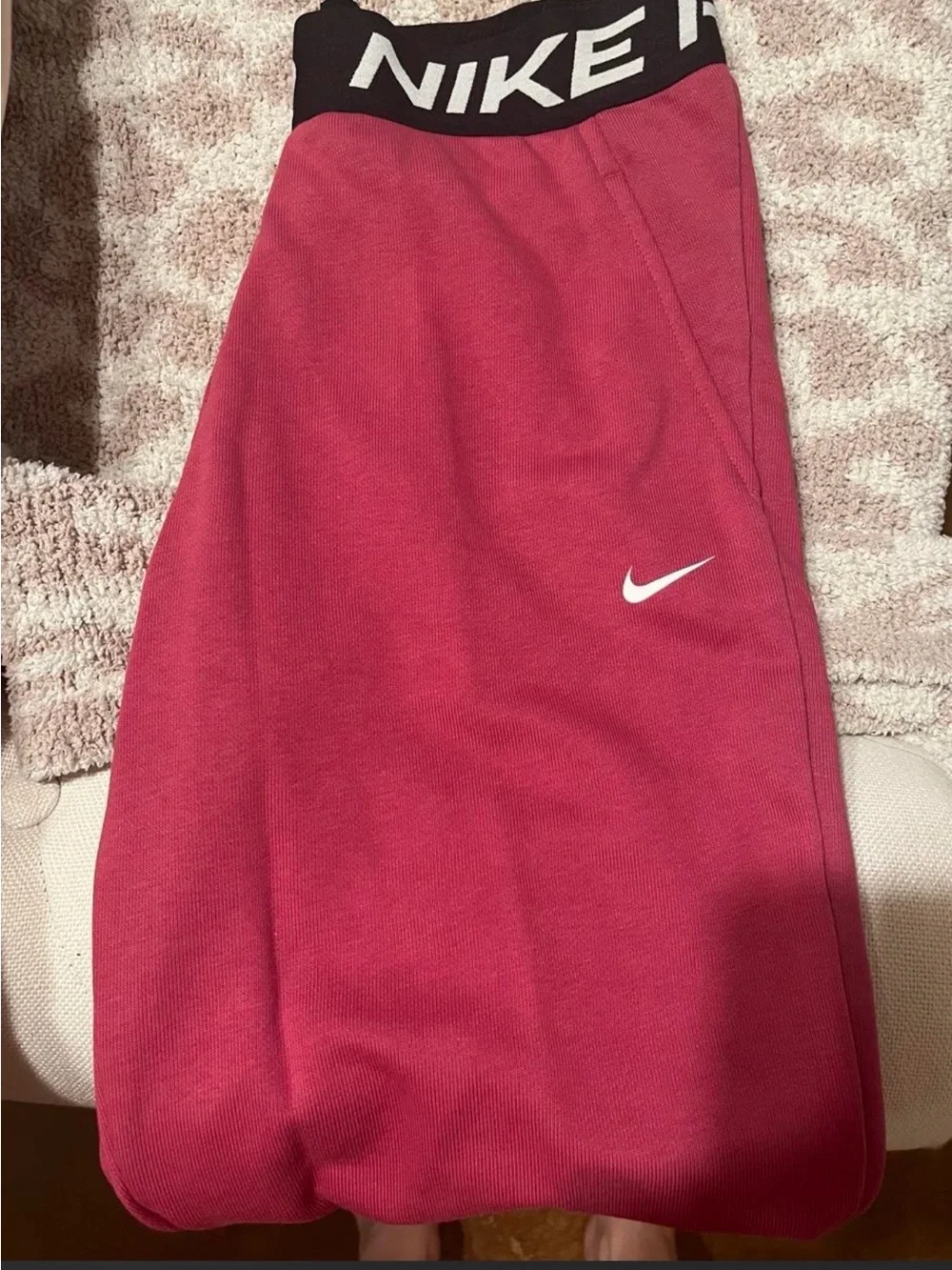 Nike Pink Athletic Leggings with Black Branded Waistband